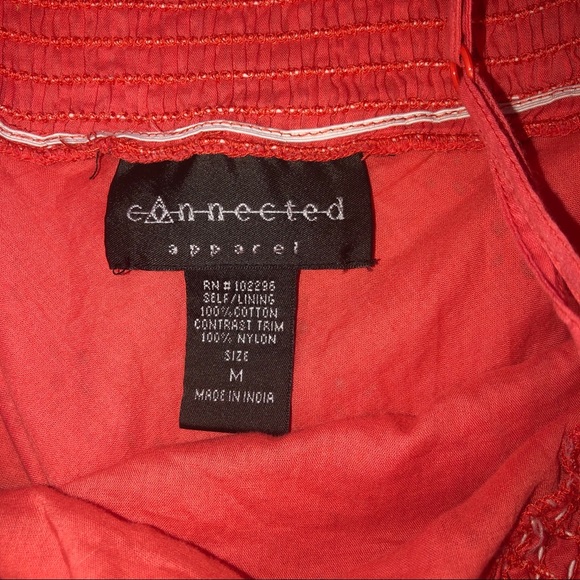 Coral Embroidered Spaghetti Straps Cotton Dress - Picture 8 of 8